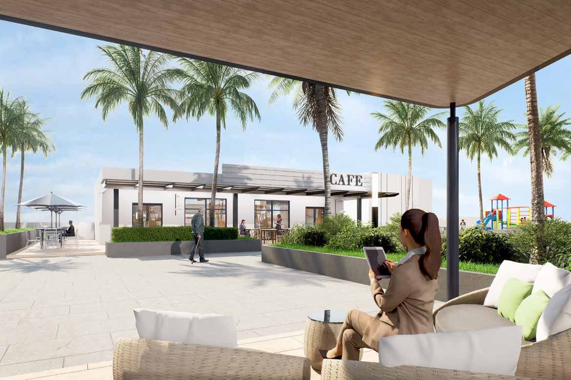 Azure Cafe seen from a shaded seating pavilion